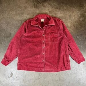 L.L.Bean red corduroy button up shirt Women's Size L